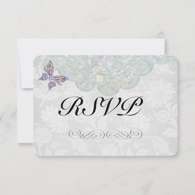 Mariage de papillon et dentelle RSVP Matte 3,5 po  (Devant)