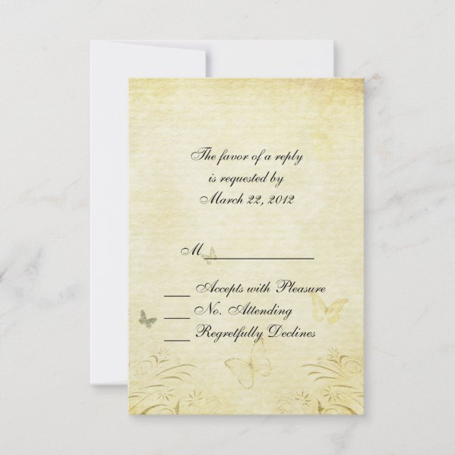 Mariage de papillon vintage RSVP (Devant)