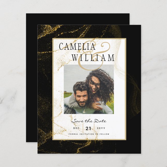 Mariage de Parties scintillant Black Gold moderne (Devant / Derrière)