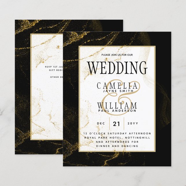 Mariage de Parties scintillant Black Gold moderne (Devant / Derrière)