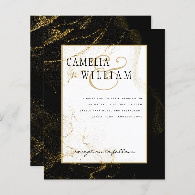 Mariage de Parties scintillant Black Gold moderne (Devant / Derrière)