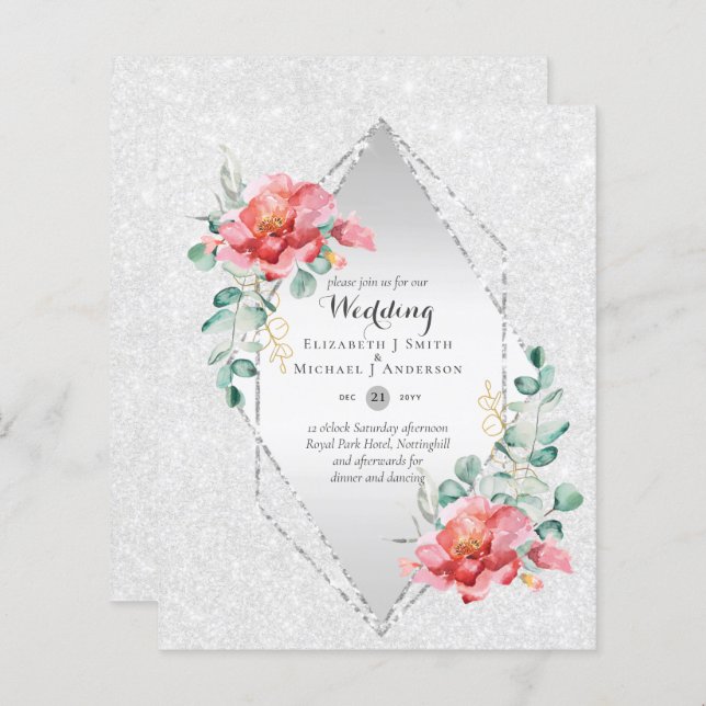 Mariage de Parties scintillant d'argent rouge à fa (Devant / Derrière)