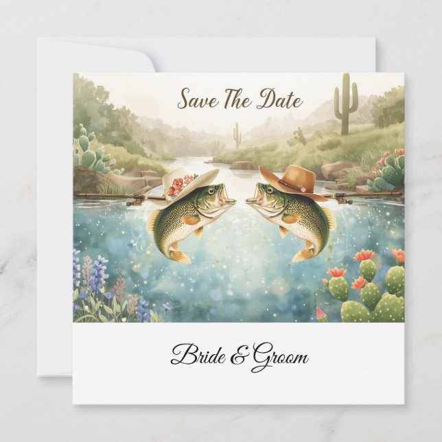 Mariage de pêche au Texas Enregistrer la date Cowb (Devant)