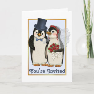 Mariage de pingouin - Vous êtes invité Carte