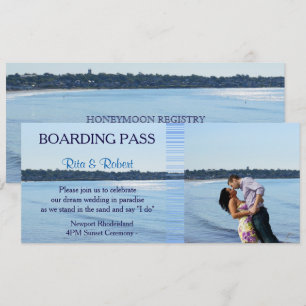 Mariage de plage  Billet de carte d'embarquement p
