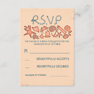 mariage de plage de corail nautique cartes RSVP