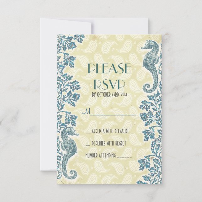 mariage de plage de hippocampes nautiques RSVP (Devant)