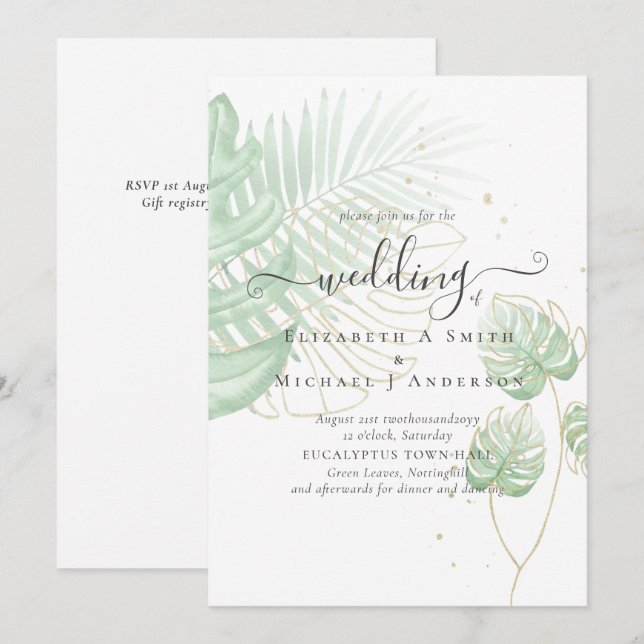 Mariage de plage Feuille de l'île tropicale Palm (Devant / Derrière)