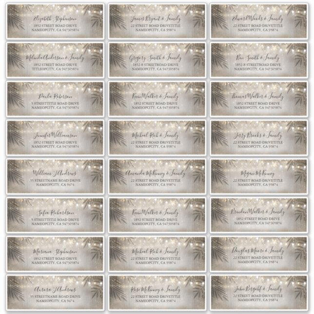 Mariage de plage Nom d'hôte Étiquette de adresse (Devant)