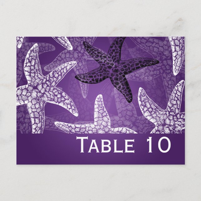 Mariage de plage Numéro de table Starfish Purple (Devant)