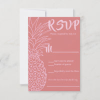 Mariage de plage rose et rouge ananas RSVP