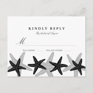 Mariage de plage Starfish RSVP noir et blanc