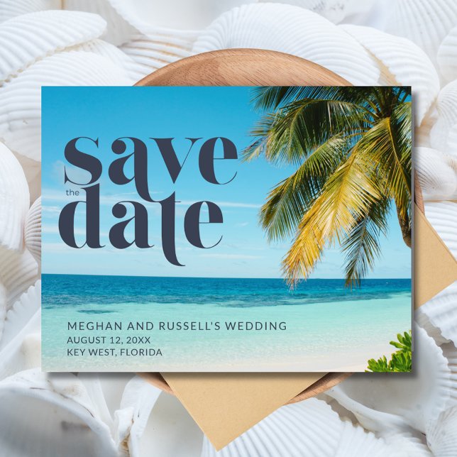 Mariage de plage tropical Enregistrer les cartes d (Tropical Beach Wedding Save the Date Cards)
