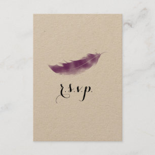 Mariage de plume d'aquarelle violet RSVP