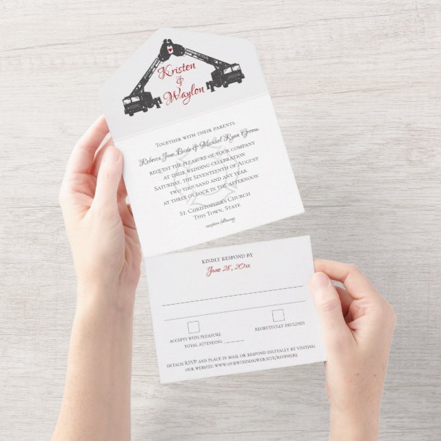 Mariage de pompier tout en une invitation (Déchirure)