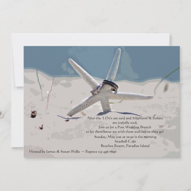 Mariage de poste de plage Invitation Brunch (Devant)