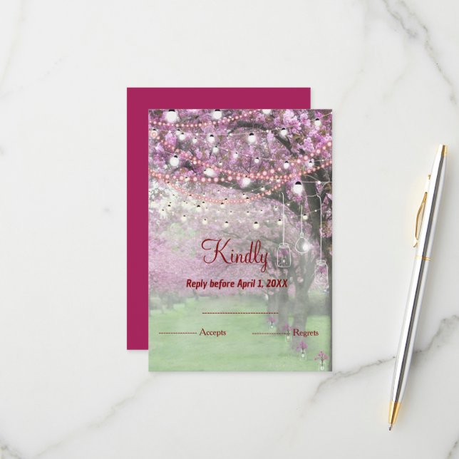 Mariage de printemps de cerisier en fleurs RSVP (Devant/Arrière en situation)