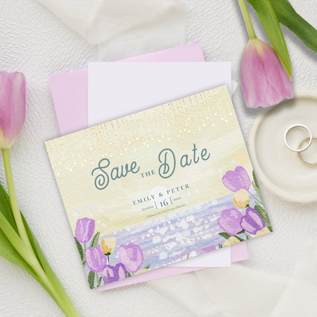 Mariage de printemps pastel au bord de la mer aux  (Watercolor Tulip Seaside Pastel Spring Wedding)
