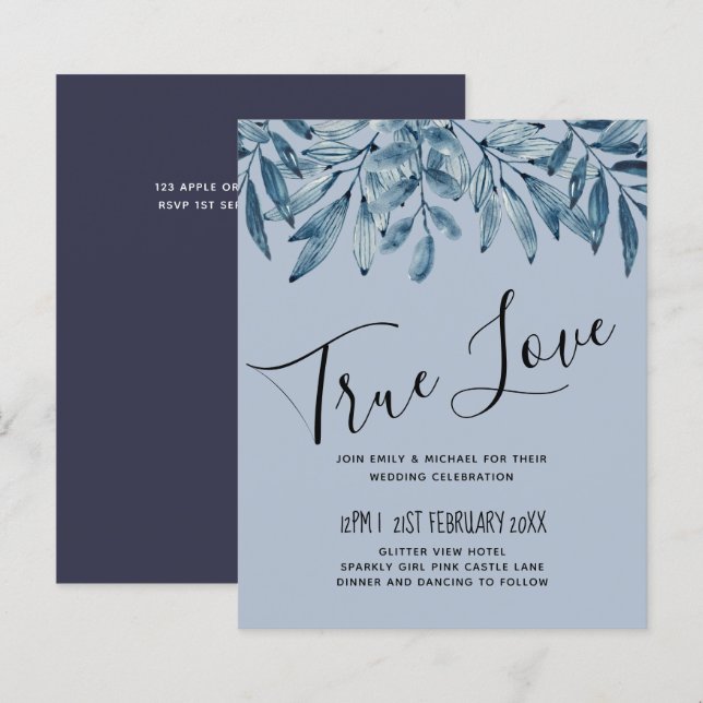 Mariage de remplissage BLEU DUSTY Budget (Devant / Derrière)