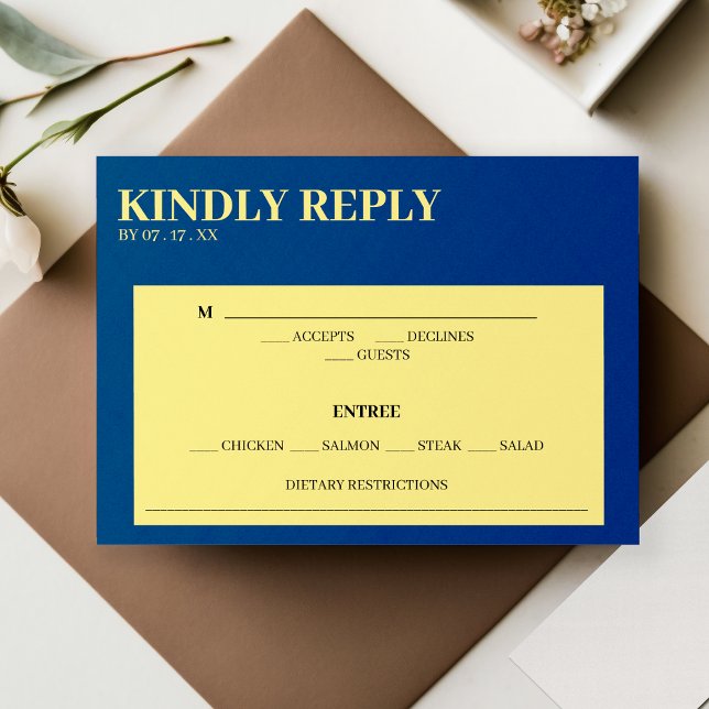 Mariage de réponse bleu et jaune RSVP (Blue & Yellow Response Wedding RSVP)
