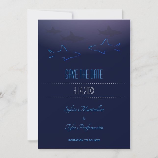 Mariage de requin bleu | Enregistrer La Carte Date (Devant)