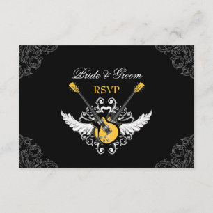 Mariage de roche et de rouleau Carte RSVP jaune