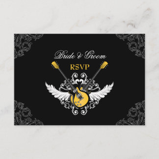 Mariage de roche et de rouleau Carte RSVP jaune
