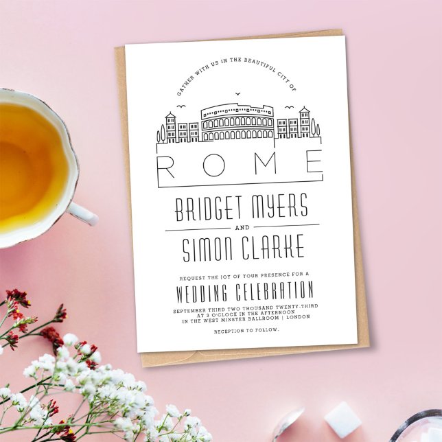 Mariage de Rome | Invitation Skyline stylisée (Créateur téléchargé)