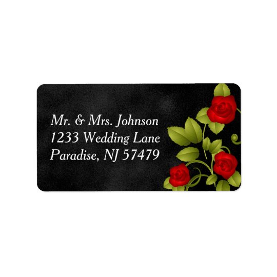 Mariage de rose noir et rouge étiquettes d’adresse