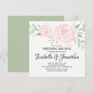 Mariage de Rose rose pâle Invitations de Brunch