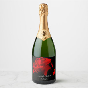 Mariage de rose rouge personnalisé Étiquette de vi