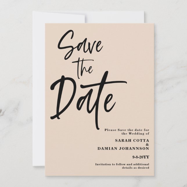 Mariage de sable beige Enregistrer la carte de dat (Devant)