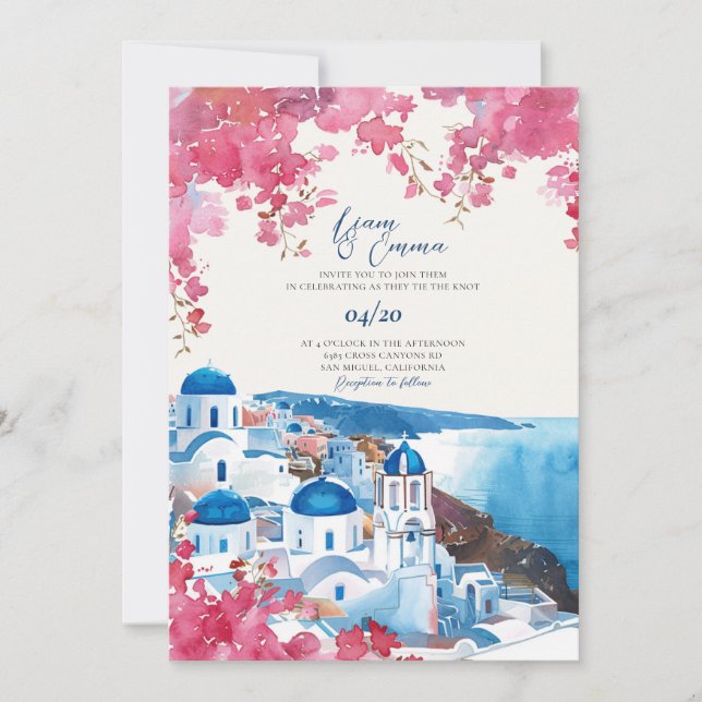 Mariage de Santorin Destination Mariage Invitation (Devant)