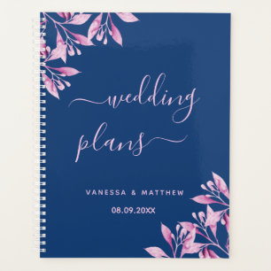 Mariage de script bleu flush rose
