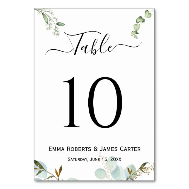 Mariage de script de luxe vert Numéro de table (Par défaut)