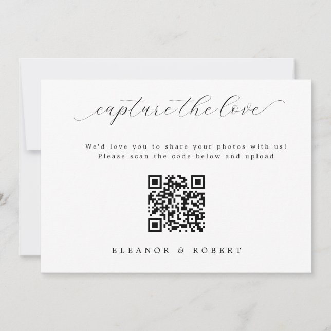 Mariage de script élégant capter le code QR d'amou (Devant)