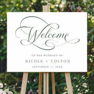 Mariage de script élégant Sage Green Affiche de bi