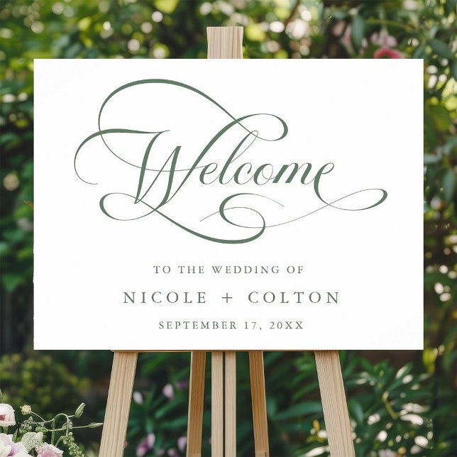 Mariage de script élégant Sage Green Affiche de bi (Créateur téléchargé)