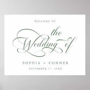 Mariage de script élégant Sage Green Affiche de bi