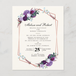 Mariage de script géométrique de couleur violet bu