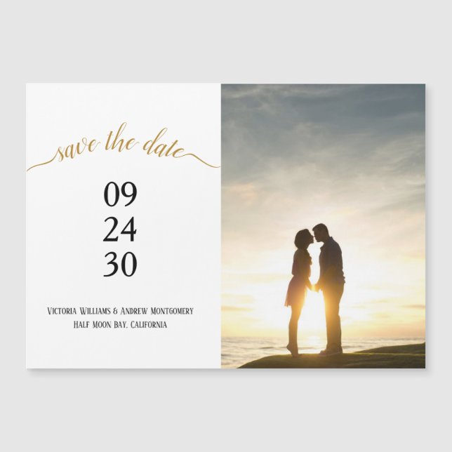 Mariage de script Gold moderne Enregistrer la date (Devant)
