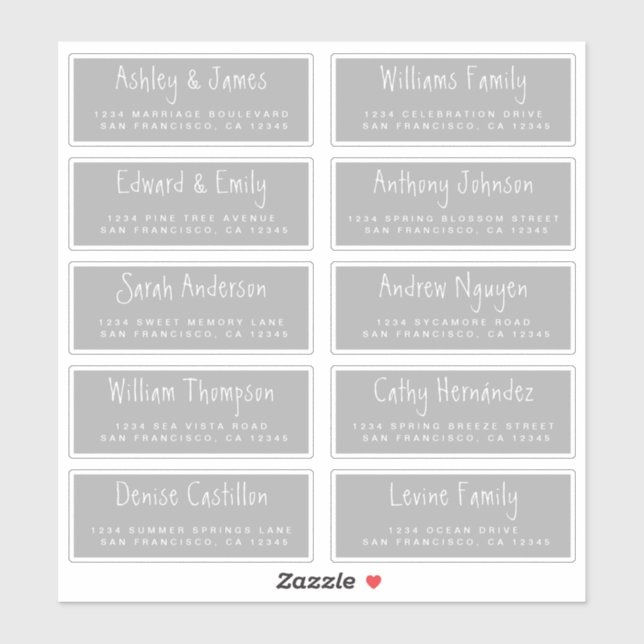 Mariage de script manuscrit Étiquettes de adresse  (Feuille)