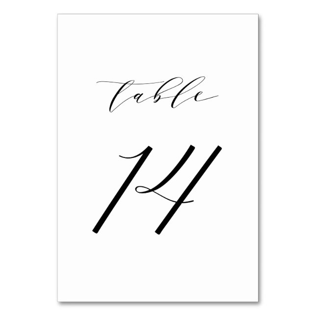 Mariage de script minimaliste noir Numéro de table (Par défaut)