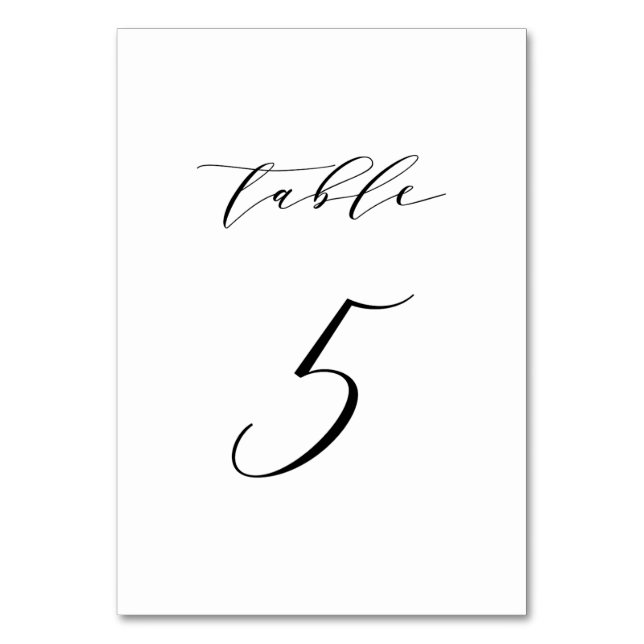 Mariage de script minimaliste noir Numéro de table (Par défaut)