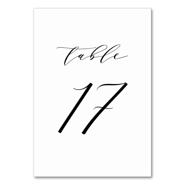 Mariage de script minimaliste noir Numéro de table (Par défaut)