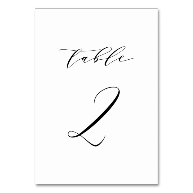 Mariage de script minimaliste noir Numéro de table (Par défaut)