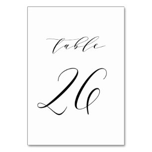 Mariage de script minimaliste noir Numéro de table