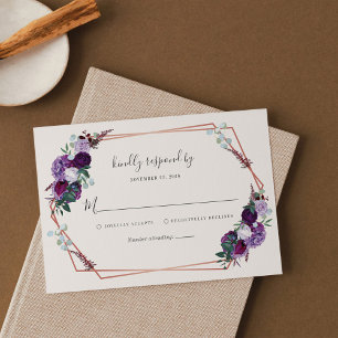 Mariage de script moderne géométrique fleuri viole