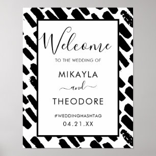 Mariage de script moderne noir et blanc Affiche de