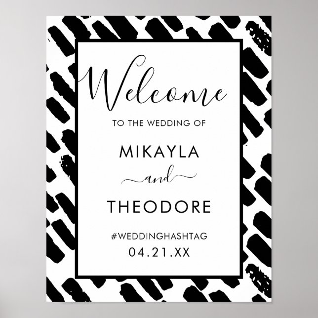 Mariage de script moderne noir et blanc Affiche de (Devant)